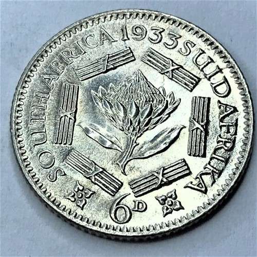 1933 SA Union 6d sixpence - UNC