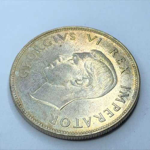 1942 SA Union 2 1/2 Shilling half crown - EF+ wildebeest only partly struck