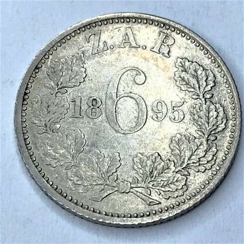 1895 ZAR Kruger 6d Sixpence - XF