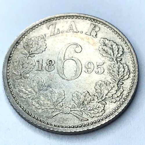 1895 ZAR Kruger 6d Sixpence - XF