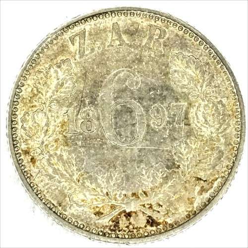 1897 ZAR Kruger 6d - Light scratch obverse - AA