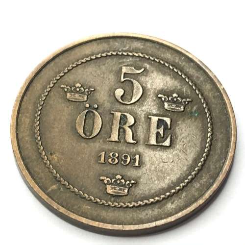 1891 Sweden 5 ORE - VF