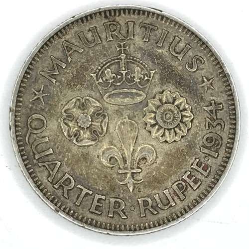 1934 Mauritius 1/4 Rupee - XF+