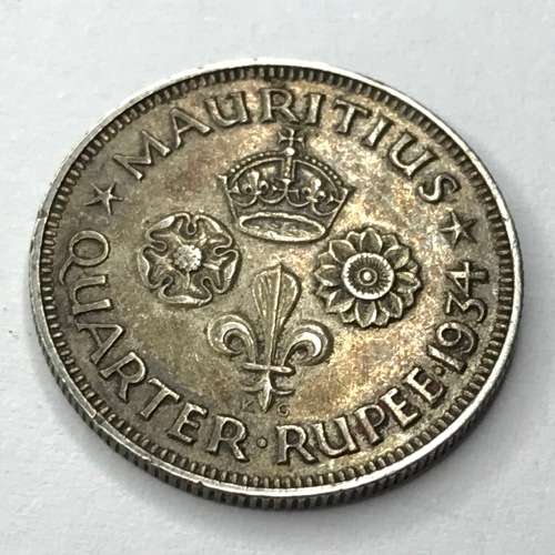 1934 Mauritius 1/4 Rupee - XF+