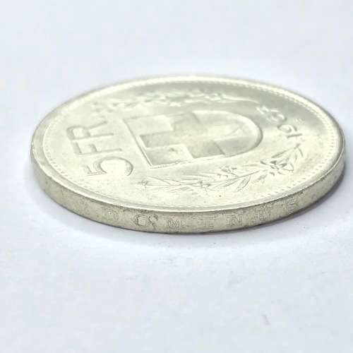 1967 Switzerland 5 Francs - SCARCE variety xxxxx dominus providebit (b) B- UNC