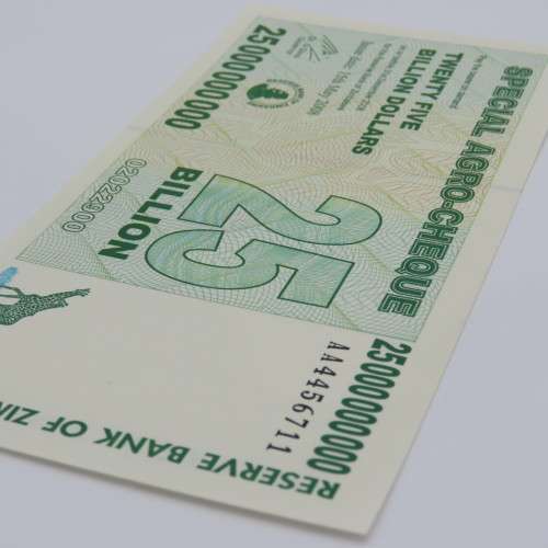 Zimbabwe Bearer cheque 15 May 2008 $25 000 000 000 - 25 Billion dollars uncirculated - ZW 97