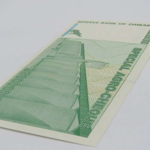 Zimbabwe 25 Billion dollars special AGRO-CHEQUE 15 May 2008 AA Series - Uncirculated ZW 97
