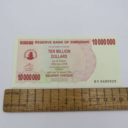 Zimbabwe Bearer cheque 1 Jan 2008 $10 000 000 (D-Series) - Uncirculated - ZW 90