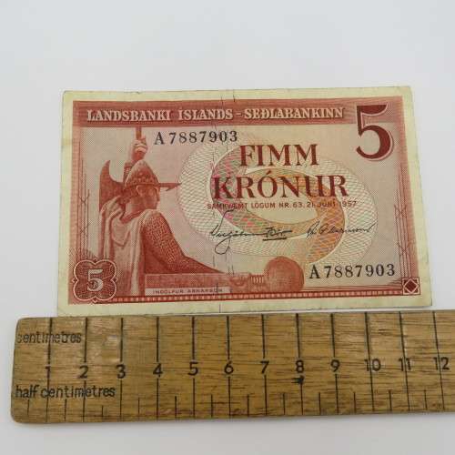 Iceland Sedlabankinn 5 Fimm Kronar - 21 Juni 1957