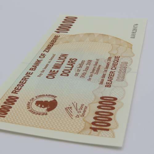 Zimbabwe Bearer cheque 1 Jan 2008 $1000 000 - Uncirculated  - ZW 87