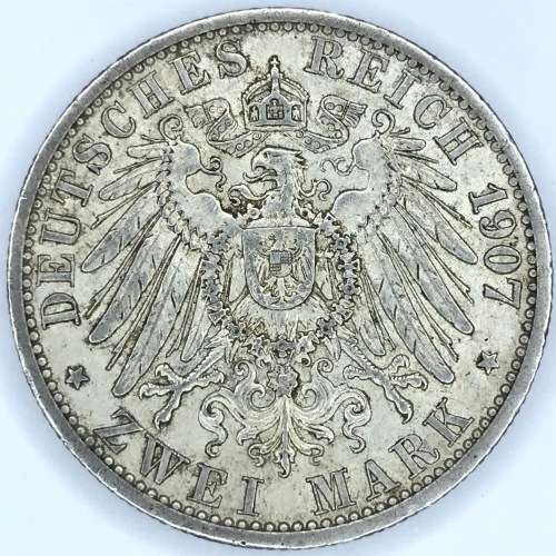 1907 A Germany Prussia Silver 2 mark - XF