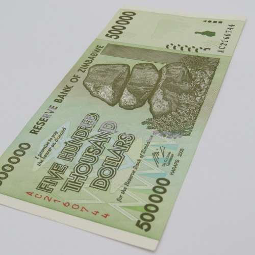 Zimbabwe $ 500 000 - Harare 2008 uncirculated - Lot of 3 with numbers AA, AB and AC ZW 112