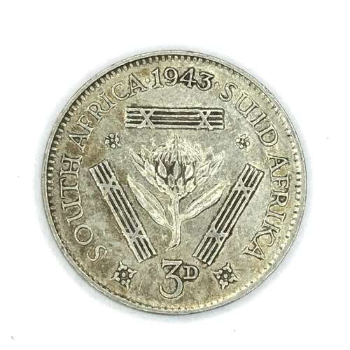 1943 SA Union Threepence 3d - AU