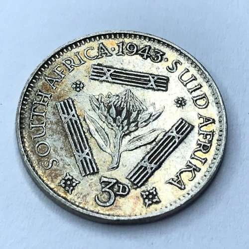 1943 SA Union Threepence 3d - AU