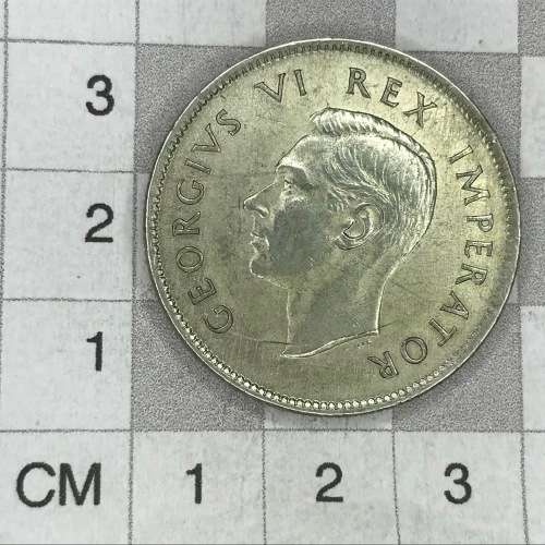 1942 SAU Silver Two Shilling - with cracked die through neck