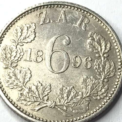 1896 ZAR Kruger Sixpence - AU
