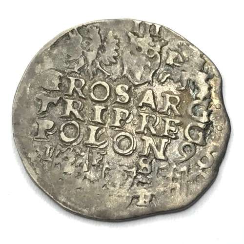 1596 Poland Sigismund 3 silver 3 Groschen - double struck - lovely coin