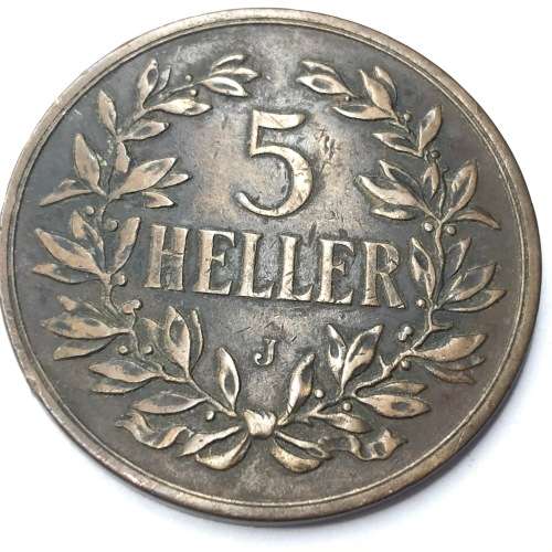 1808 J German East Africa Large 5 Heller - XF - Scarce
