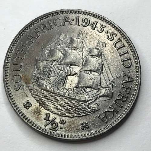 1943 SA Union Half Penny - UNC - dark brown