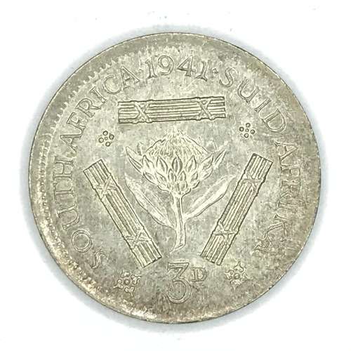 1941 SA Union Threepence 3d tickey - cracked die