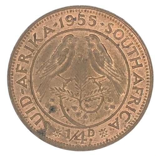 1955 SA Union Farthing - UNC - Cracked die obverse 12 o`clock