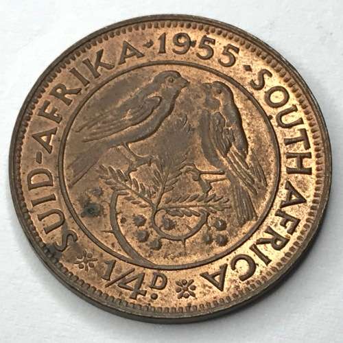 1955 SA Union Farthing - UNC - Cracked die obverse 12 o`clock