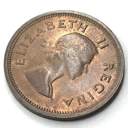 1955 SA Union Farthing - UNC - Badly cracked die - Both sides