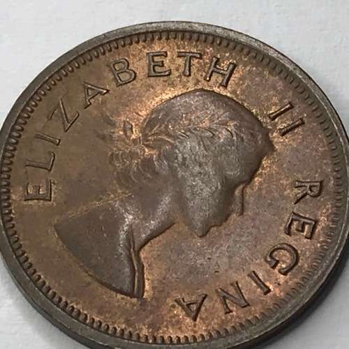 1955 SA Union Farthing - UNC - Badly cracked die - Both sides