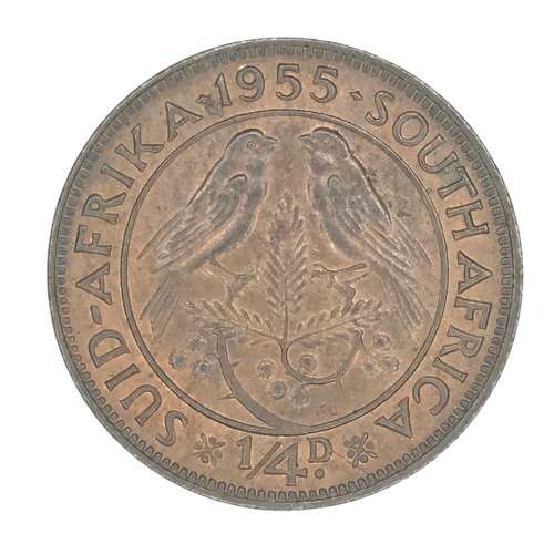 1955 SA Union Farthing - UNC - Badly cracked die - Both sides