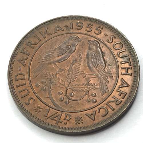 1955 SA Union Farthing - UNC - Badly cracked die - Both sides