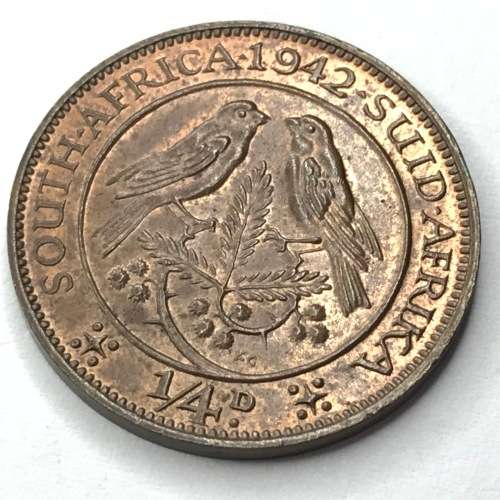 1942 SA Union Farthing  - UNC - yellow variety