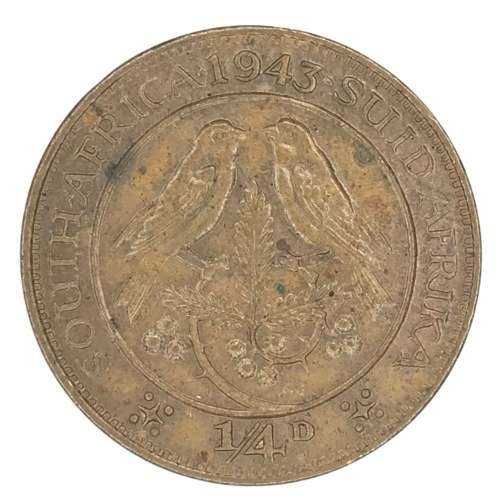 1943 SA Union Farthing  - AU+ - cracked die obverse