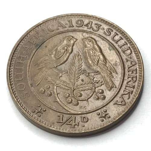 1943 SA Union Farthing  - AU+ - cracked die obverse