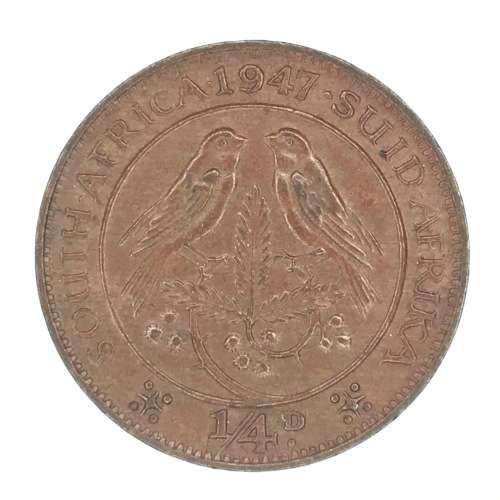 1947 SA Union Farthing -  AU+ - UNC - RED