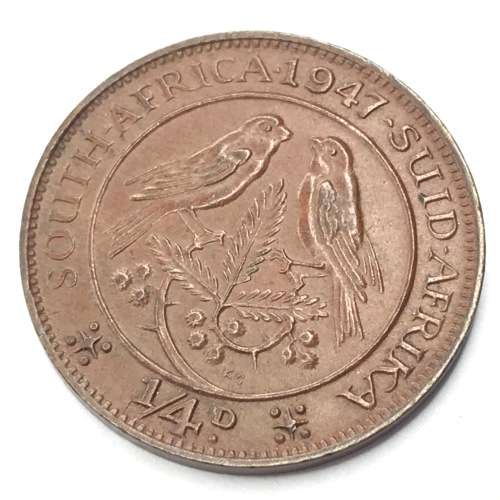 1947 SA Union Farthing -  AU+ - UNC - RED
