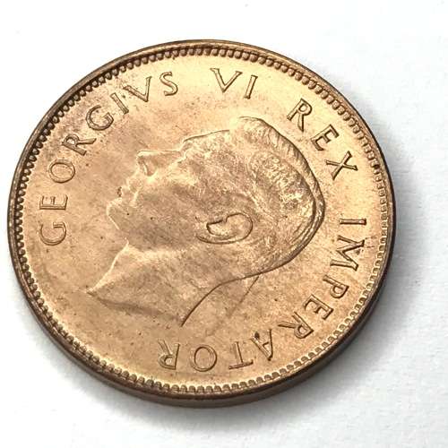 1947 SA Union Farthing - UNC - Brilliant - Reverse bad strike on fern (Middle)