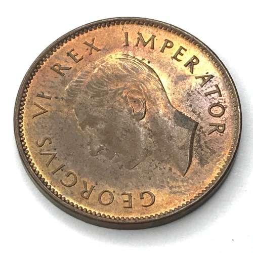 1942 SA Union Farthing - toned - UNC
