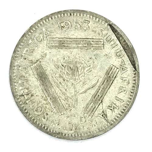 1953 SA Union Threepence - Mint Error
