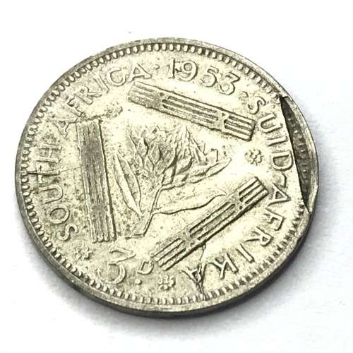 1953 SA Union Threepence - Mint Error