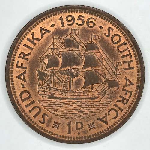 1956 SA Union Penny - UNC - cracked die
