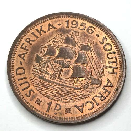 1956 SA Union Penny - UNC - cracked die