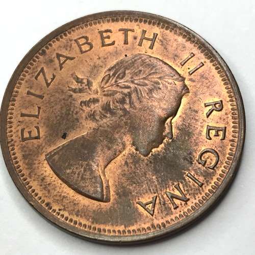 1956 SA Union Penny - UNC - cracked die