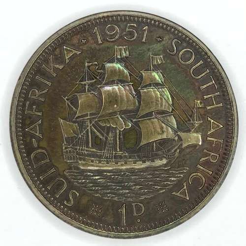 1951 SA Union Penny - Proof - Toned