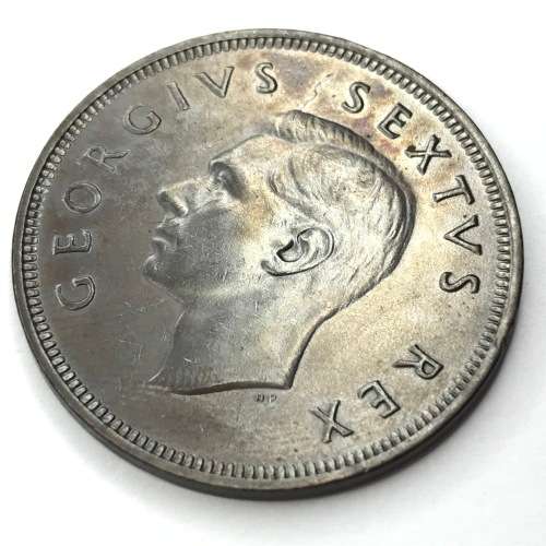1949 SA Union Penny - UNC - Dark Brown - Metal Flaw above Georges Head