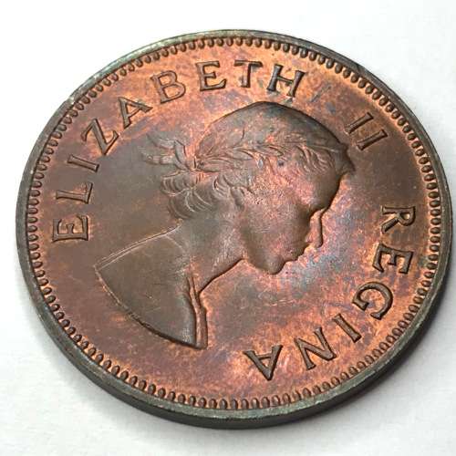 1960 SA Union Half Penny - UNC - Rainbow toning