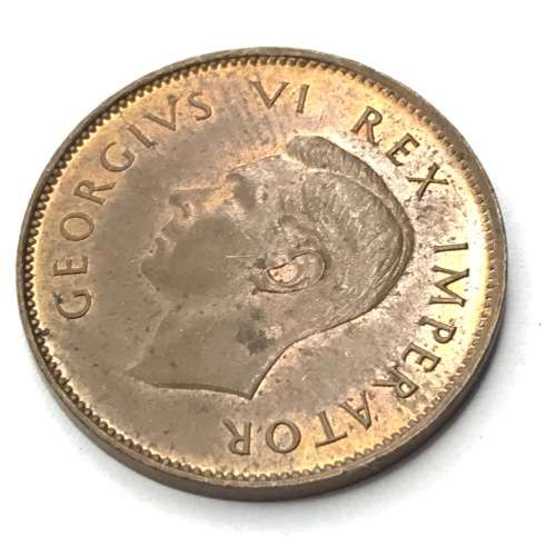 1942 SA Union Farthing - UNC - yellow - cracked die OBVERSE