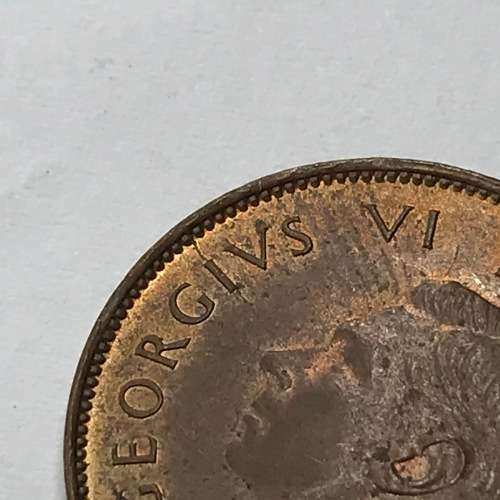1942 SA Union Farthing - UNC - yellow - cracked die OBVERSE