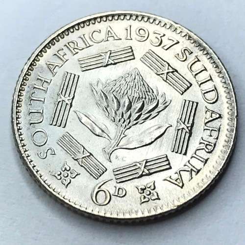 1937 SA Union Sixpence - AU