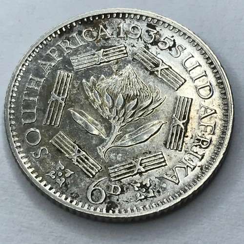 1935 SA Union Sixpence - VF+ / XF