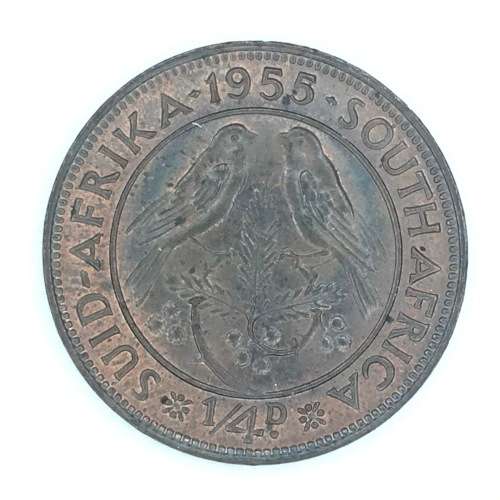 1955 SA Union Farthing - AU - cracked die